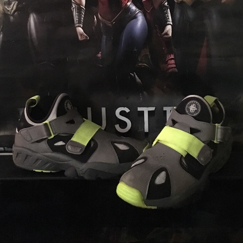 Neon green, grey and black  Nike Huaraches